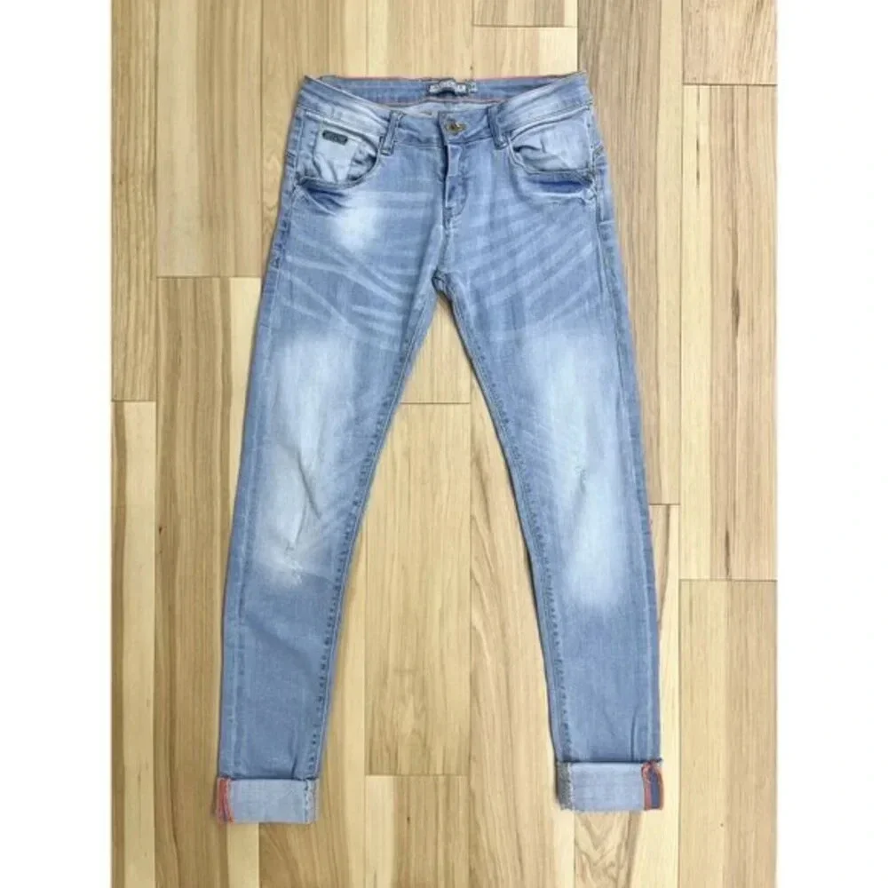 Alcott Jeans Light Wash Cuffed Straight Leg Denim 26 - Picture 1 of 3